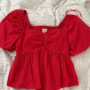 Hot pink blouse! With puff sleeves. 100% cotton